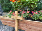 Handcrafted Christian Cross in reclaimed oak, pine, or red cedar, 9 inches high, custom engraved.