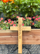 Handcrafted Christian Cross in reclaimed oak, pine, or red cedar, 9 inches high, custom engraved.
