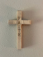 Handcrafted Christian Cross in reclaimed oak, pine, or red cedar, 9 inches high, custom engraved.
