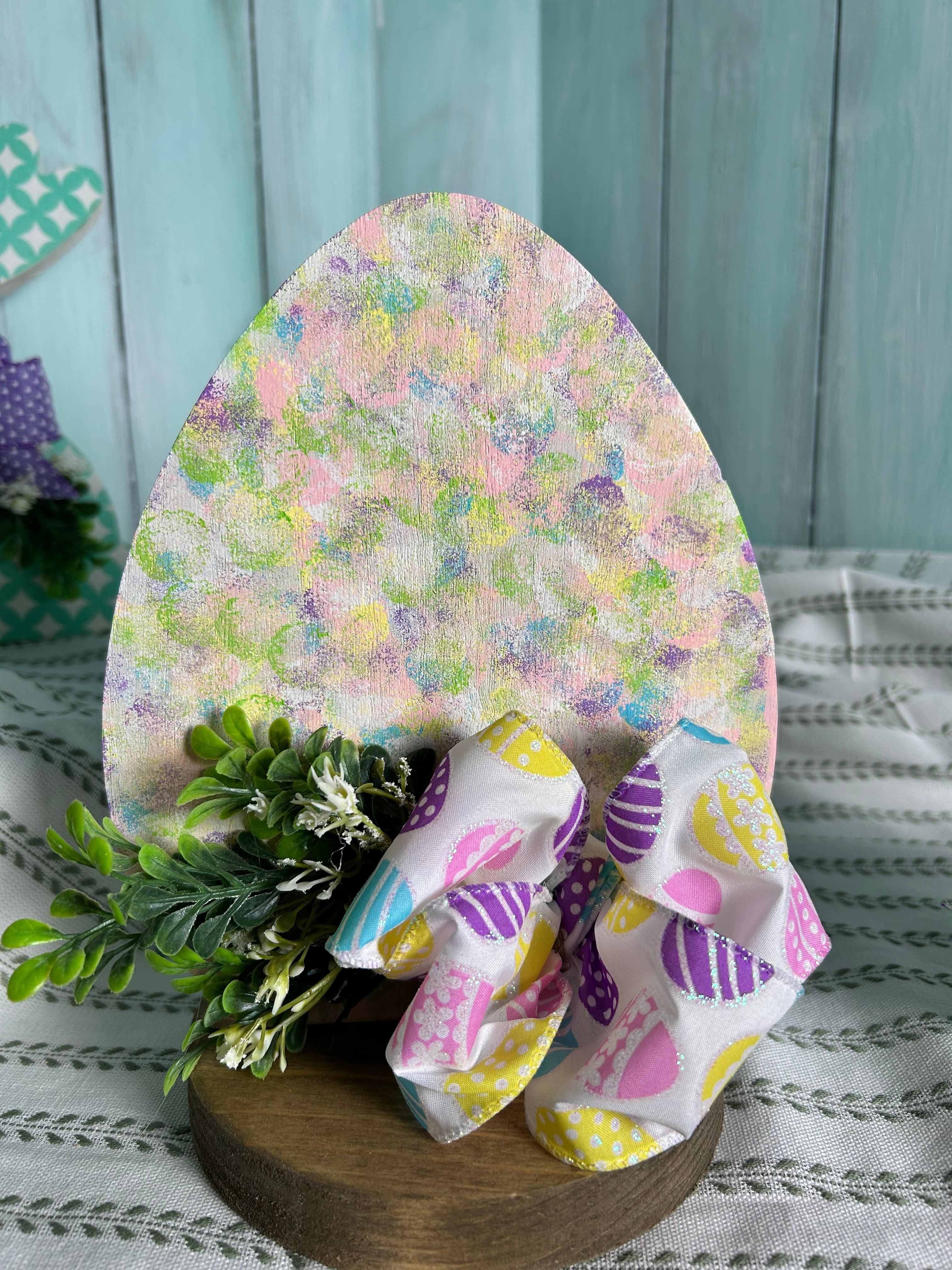 Handcrafted Multi-color Easter Egg with Ribbon 