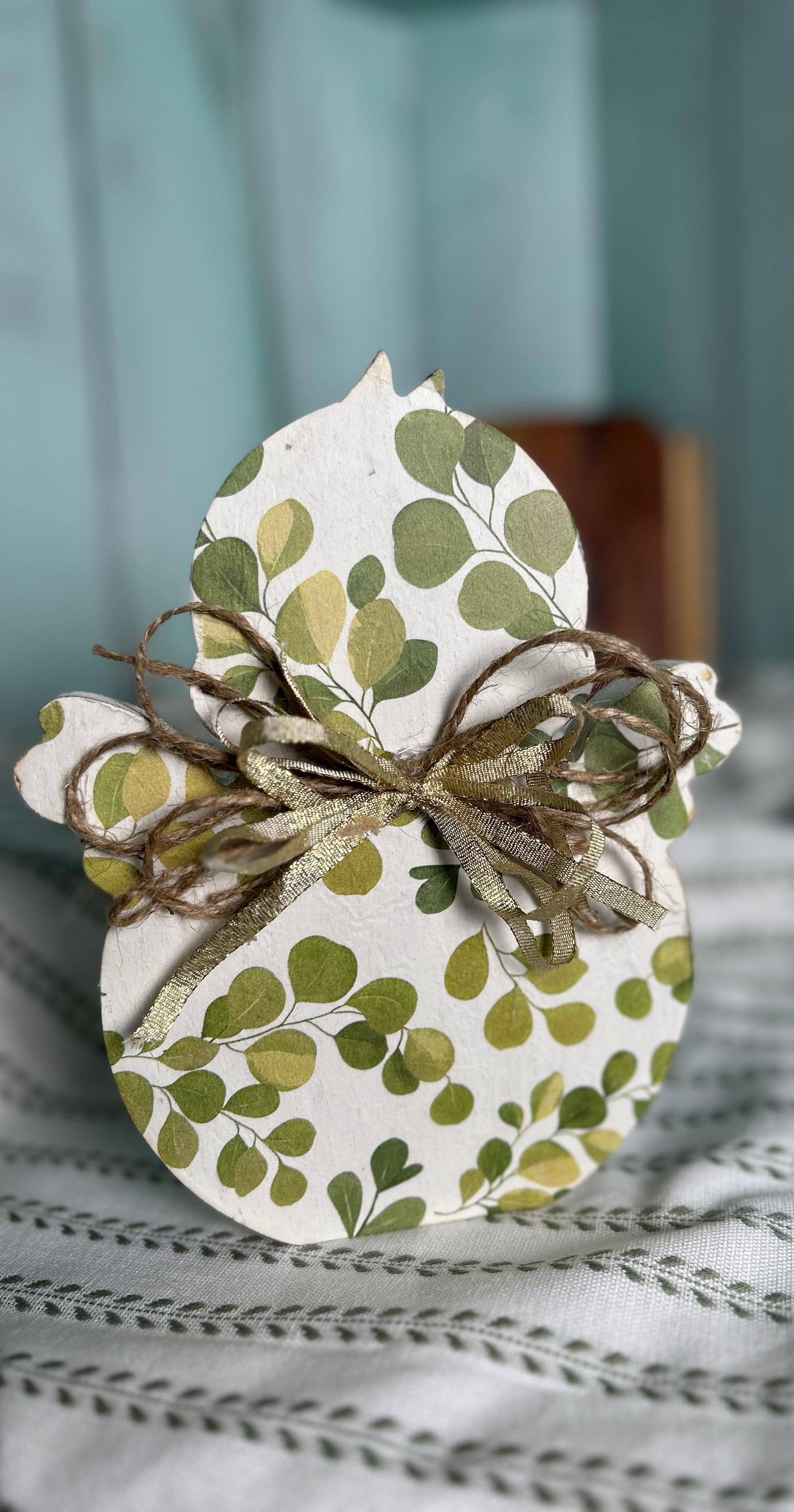 Handcrafted Ivy Green Spring Chick with Ribbon