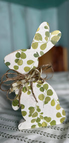 Handcrafted Ivy Green Spring Bunny with Ribbon
