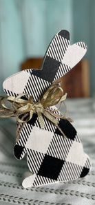 Handcrafted Black and White Spring Bunny with Ribbon