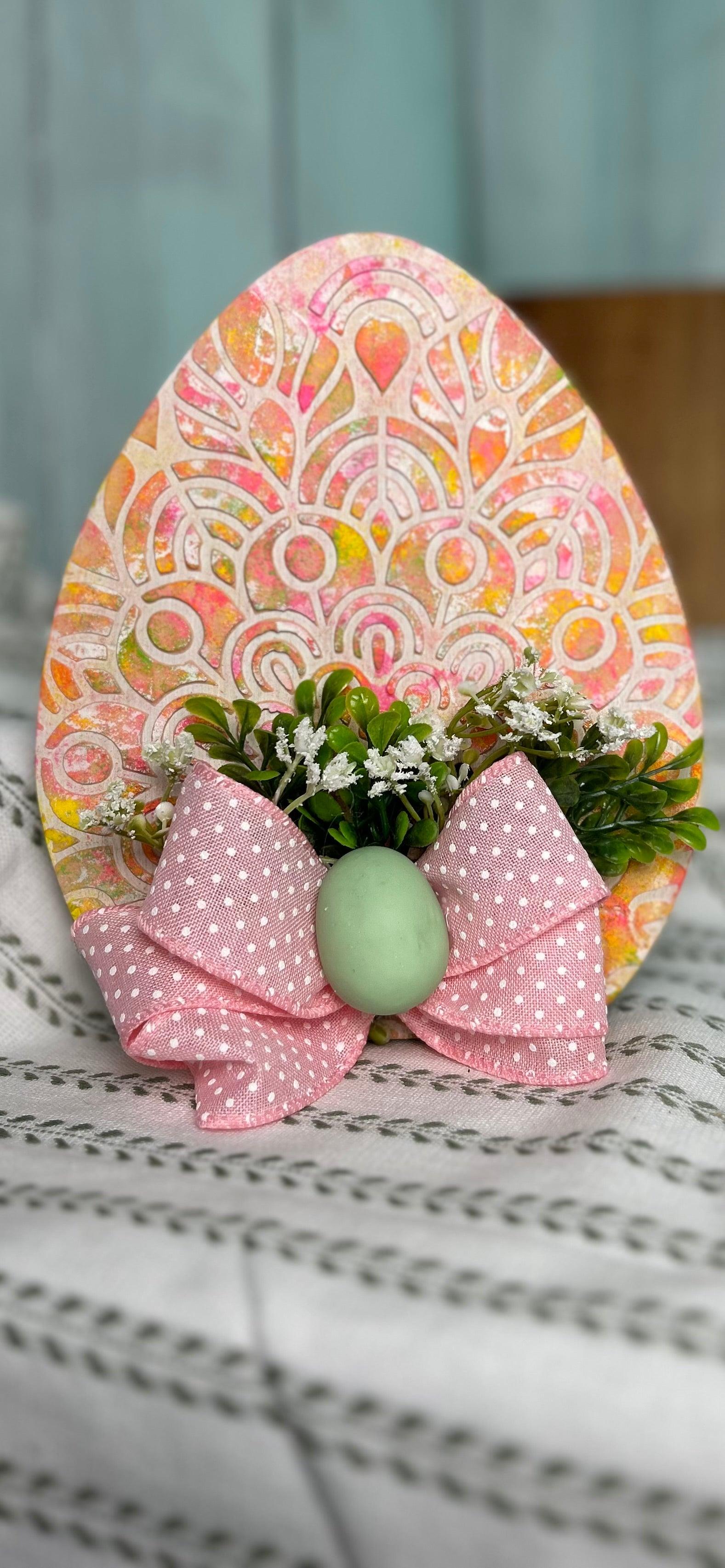 Handcrafted Multi-color Easter Egg with Ribbon 