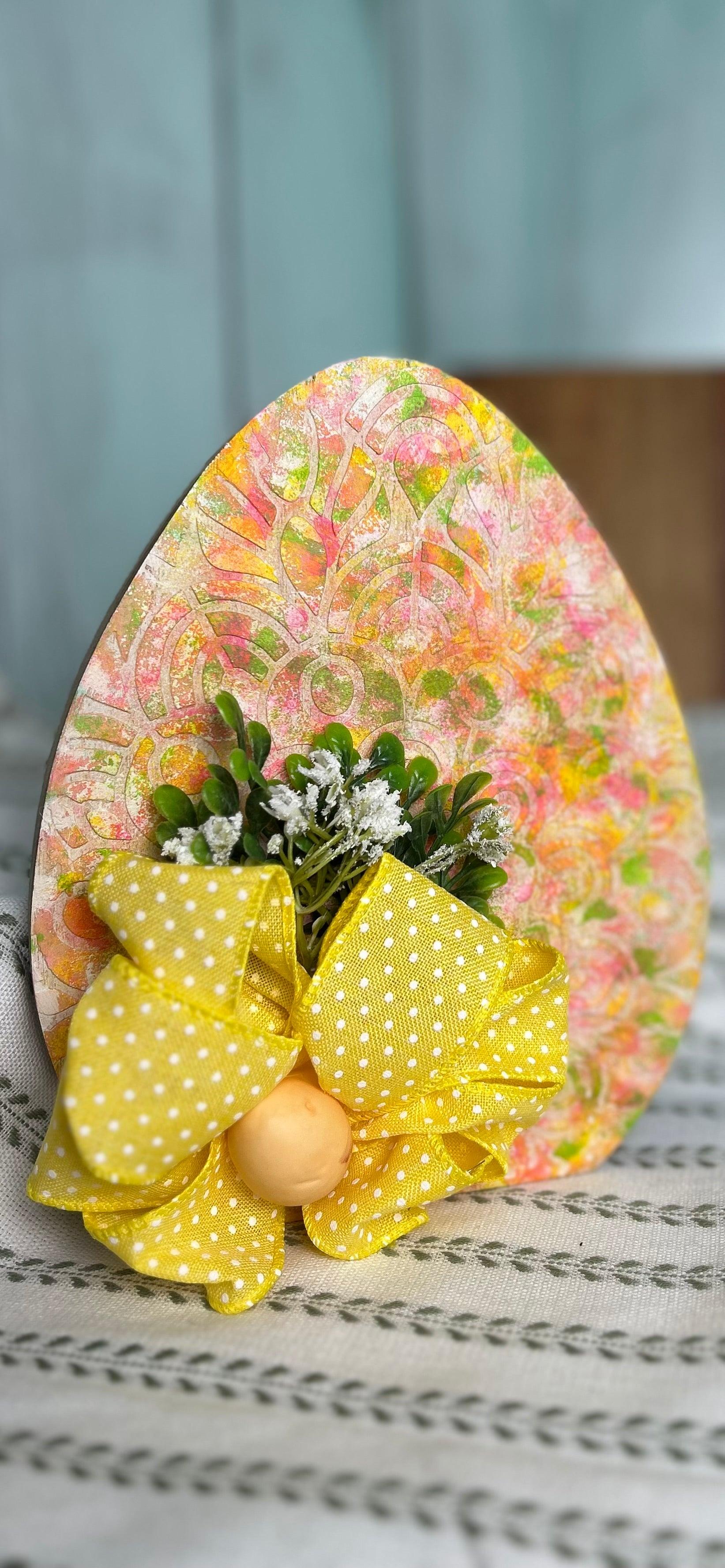 Handcrafted Multi-color Easter Egg with Ribbon 