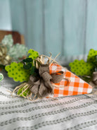 Handcrafted Wood Orange Spring Carrot with Ribbon
