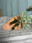 Handcrafted Wood Orange Spring Carrot with Ribbon
