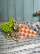 Handcrafted Wood Orange Spring Carrot with Ribbon