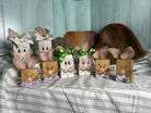 Handcrafted White and Brown Easter Bunny with Ribbons and Bows