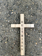 Handcrafted Christian Cross in reclaimed oak, 5 inches high, custom engraved.