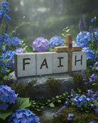 Tennessee handcrafted faith blocks with 6.25-inch cross on whitewashed pine for Christian decor. 	